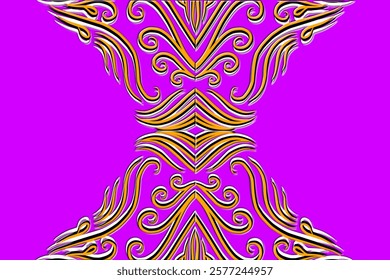 Beautiful classic design colourful background with flower leaf line art pattern of indonesian culture traditional batik	