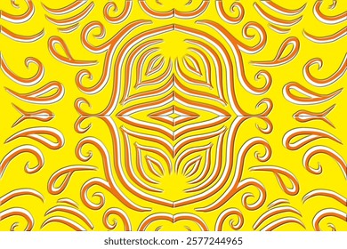 Beautiful classic design colourful background with flower leaf line art pattern of indonesian culture traditional batik	