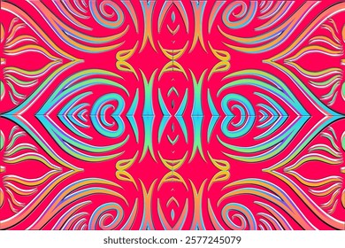 Beautiful classic design colourful background with flower leaf line art pattern of indonesian culture traditional batik	