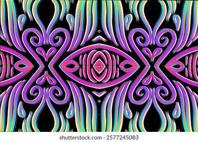 Beautiful classic design colourful background with flower leaf line art pattern of indonesian culture traditional batik	