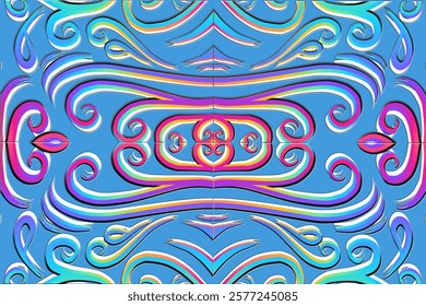Beautiful classic design colourful background with flower leaf line art pattern of indonesian culture traditional batik	