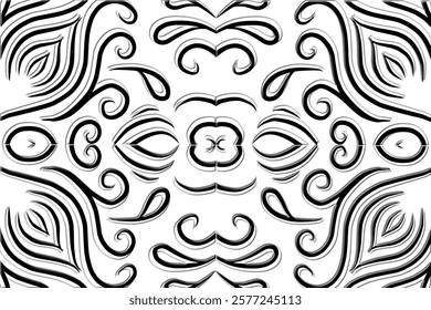 Beautiful classic design colourful background with flower leaf line art pattern of indonesian culture traditional batik	