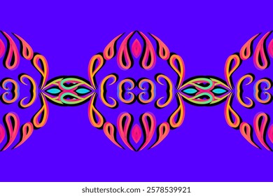 Beautiful classic design colourful background with flower leaf line art pattern of indonesian culture traditional batik