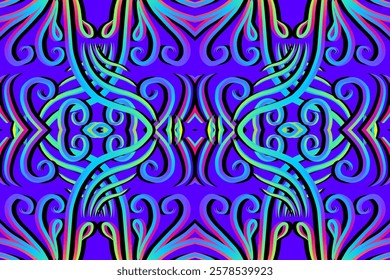 Beautiful classic design colourful background with flower leaf line art pattern of indonesian culture traditional batik