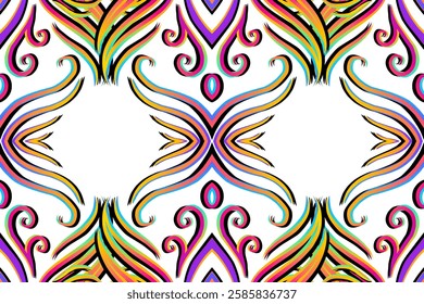 Beautiful classic design colourful background with flower leaf line art pattern of indonesian culture traditional batik