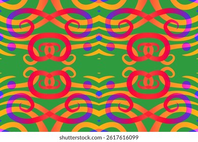 Beautiful classic design colourful background with light glow line art pattern of indonesian culture traditional batik