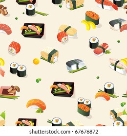 Hermoso patrón clásico japonés sin soldadura, ilustración vectorial de textura sushi