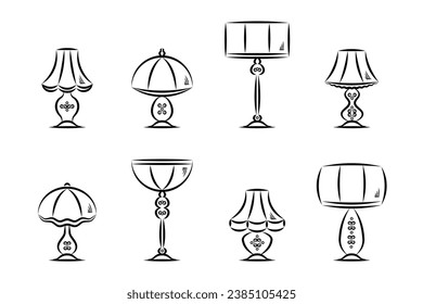 Beautiful classic lamp set. Vector illustration.