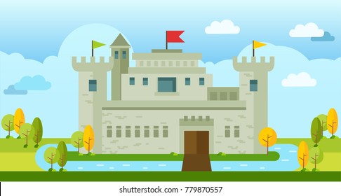 beautiful Classic old castle flat vector