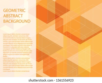 Beautiful and classic orange, yellow and white polygon shape in minimal modern trendy geometric concept.Vector art pattern graphic design for background, wallpaper, textile in vintage retro style.
