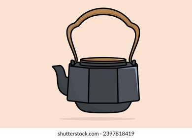 Hermosa ilustración vectorial de Clay Teakettle. Concepto de icono de objeto interior de cocina. Desayuno Tetera con diseño de icono de tapa cerrada con sombra.