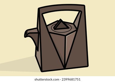 Beautiful Clay Teakettle vector illustration. Kitchen interior object icon concept. Breakfast Teapot with closed lid icon design with shadow.
