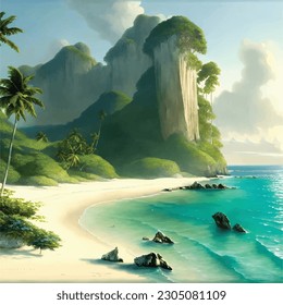 beautiful clean beach island vector illustration