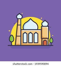 Beautiful Clean Mosque Vector Illustration. Holy Ramadhan Kareem Flat Cartoon Icon Style.
