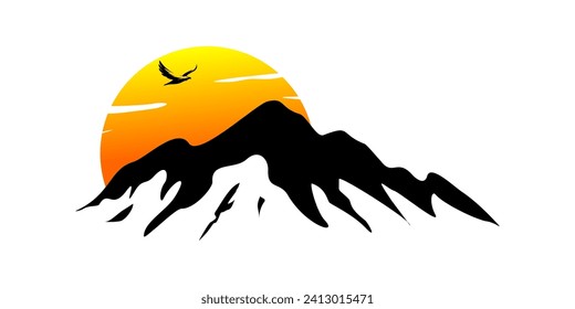beautiful clean nice mountain and moon logo