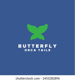 beautiful, clean and unique combination butterfly and orca tail logo design vector icon illustration inspiration