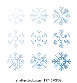 Beautiful clear blue snowflake vector set , isolated on white background  , Vector illustration EPS 10
