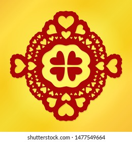 Beautiful clip art with hearts shapes on yellow background