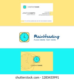 Beautiful Clock Logo and business card. vertical Design Vector