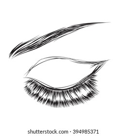Beautiful closed eye with long eyelashes icon