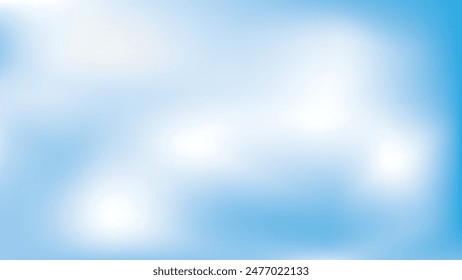 Beautiful clouds, abstract white and blue color gradient background. Vector illustration.