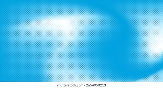 Beautiful clouds, abstract white and blue color gradient background with halftone effect, dot pattern. Vector mesh.