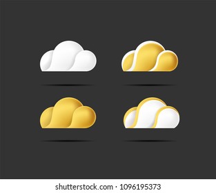 Beautiful clouds in gold and white color isolated on black background vector