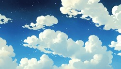 Beautiful Clouds In The Sky Detailed Hand Drawn Painting Illustration