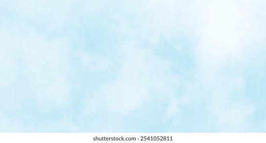 Beautiful and cloudy sky blue watercolor background, blurred and grainy Blue powder explosion on white background,