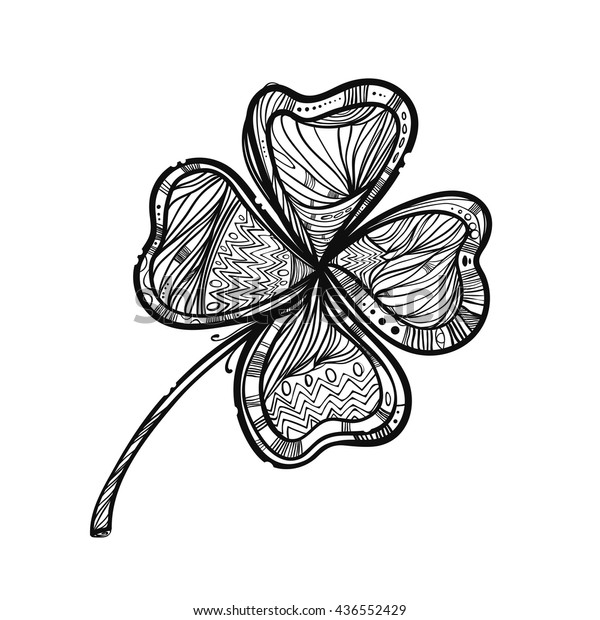 Beautiful Clover Drawn Pen Cute Doodle Stock Vector (royalty Free 