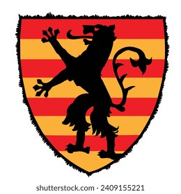 Beautiful coat of Arms with tiger standing in two paws; inspired by coat of arms of Oltenia county