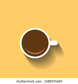 Beautiful coffee in the cup from top view vector illustration