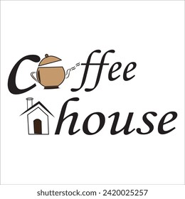 A beautiful coffee house with cattle .This is a vector logo design.