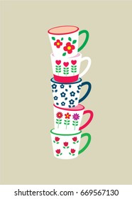 beautiful coffee mug and tea cup vector