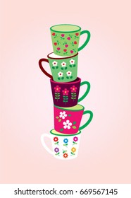 beautiful coffee mug and tea cup vector