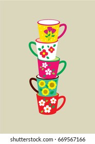 beautiful coffee mug and tea cup vector
