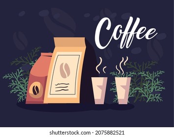 beautiful coffee shop card with items