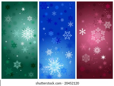 beautiful cold crystal gradient snowflakes - vector illustration.