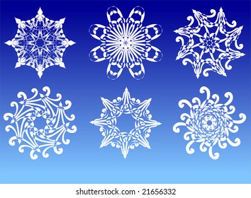 Beautiful cold crystal snowflakes