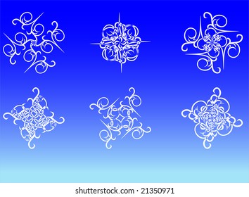 Beautiful cold crystal snowflakes, fully editable, easy color change.vector illustration for christmas and winter designs.