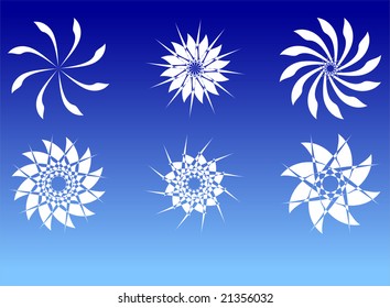 Schöne Schneeflocken aus Kaltkristall, vollbearbeitbar, leicht zu verändern.Vektorgrafik für Weihnachten und Winterdesigns.