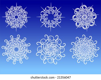 Beautiful cold crystal snowflakes, fully editable, easy color change.vector illustration for christmas and winter designs.