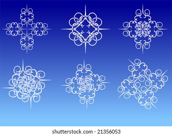 Hermosos copos de nieve de cristal frío, completamente editables, fácil cambio de color.ilustración vectorial para navidades y diseños de invierno.