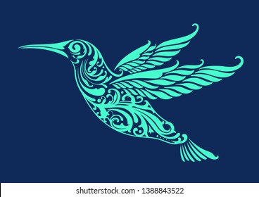 Beautiful Colibri Bird Ornate. EPS format