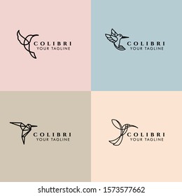 BEAUTIFUL COLIBRI EDITABLE MONOLINE LOGO TEMPLATE