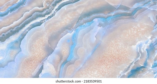 a beautiful collage of onyx, agglomerate texture, pink and blue natural shades, watercolor liquid texture, a slice of stone from semiprecious ore, suitable for interiors, covers, films