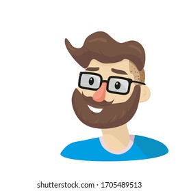 Beautiful collection with cartoon man face for lifestyle design. Flat business success illustration. Male cartoon character. Trendy vector illustration. Smile face.
