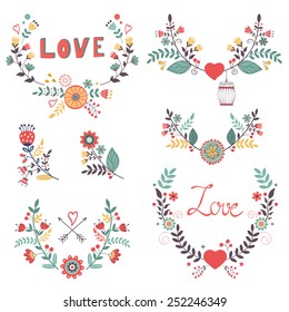 Beautiful collection of floral compositions. vector illustration