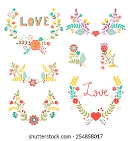 Beautiful collection of floral compositions. vector illustration
