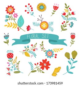 Beautiful collection of floral decorative elements